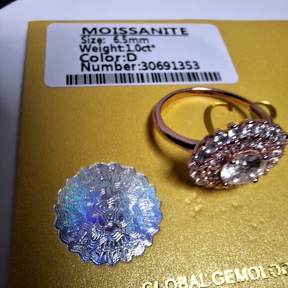 1ctw Rose Gold Tone Over 925 Sterling Silver Moissanite Ring Size 7 - Picture 3 of 5